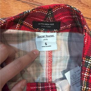 Social Tourist Red Plaid Skirt